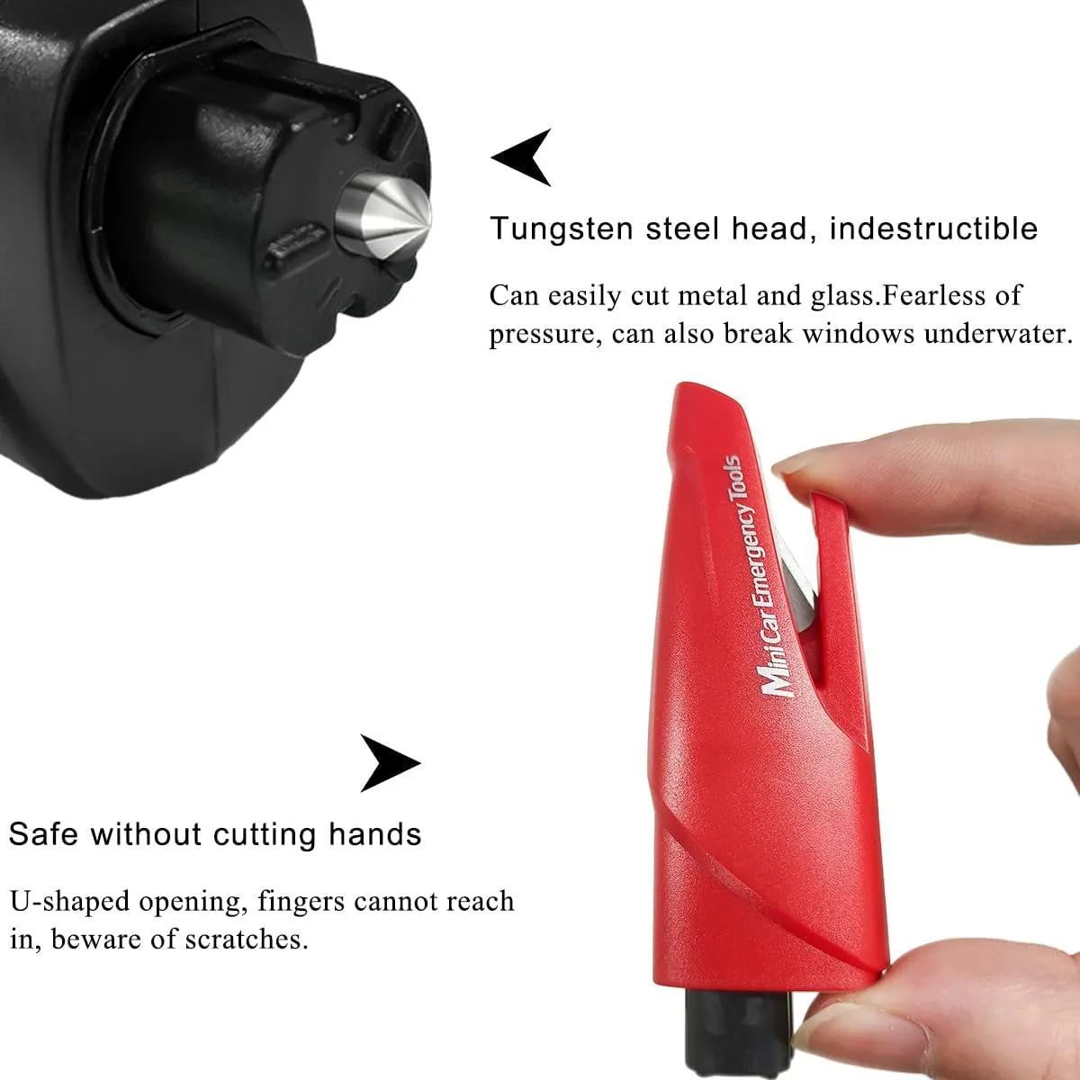 3PCS Window Breaker Seatbelt Cutter, 3-in-1 Mini Glass Breaker Emergency Seat Belt Cutter Keychain, Spring-Loaded Safety Hammer Escape Tool Key Chain for Land and Underwater (Black Red)
