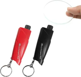 3PCS Window Breaker Seatbelt Cutter, 3-in-1 Mini Glass Breaker Emergency Seat Belt Cutter Keychain, Spring-Loaded Safety Hammer Escape Tool Key Chain for Land and Underwater (Black Red)