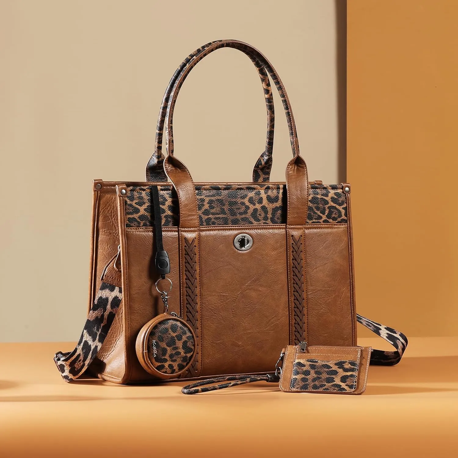 ACUARIO Tote Handbag Set, Tote Bag for Women,Western Cow Print Purse Desogmer,Top Handle Handbags