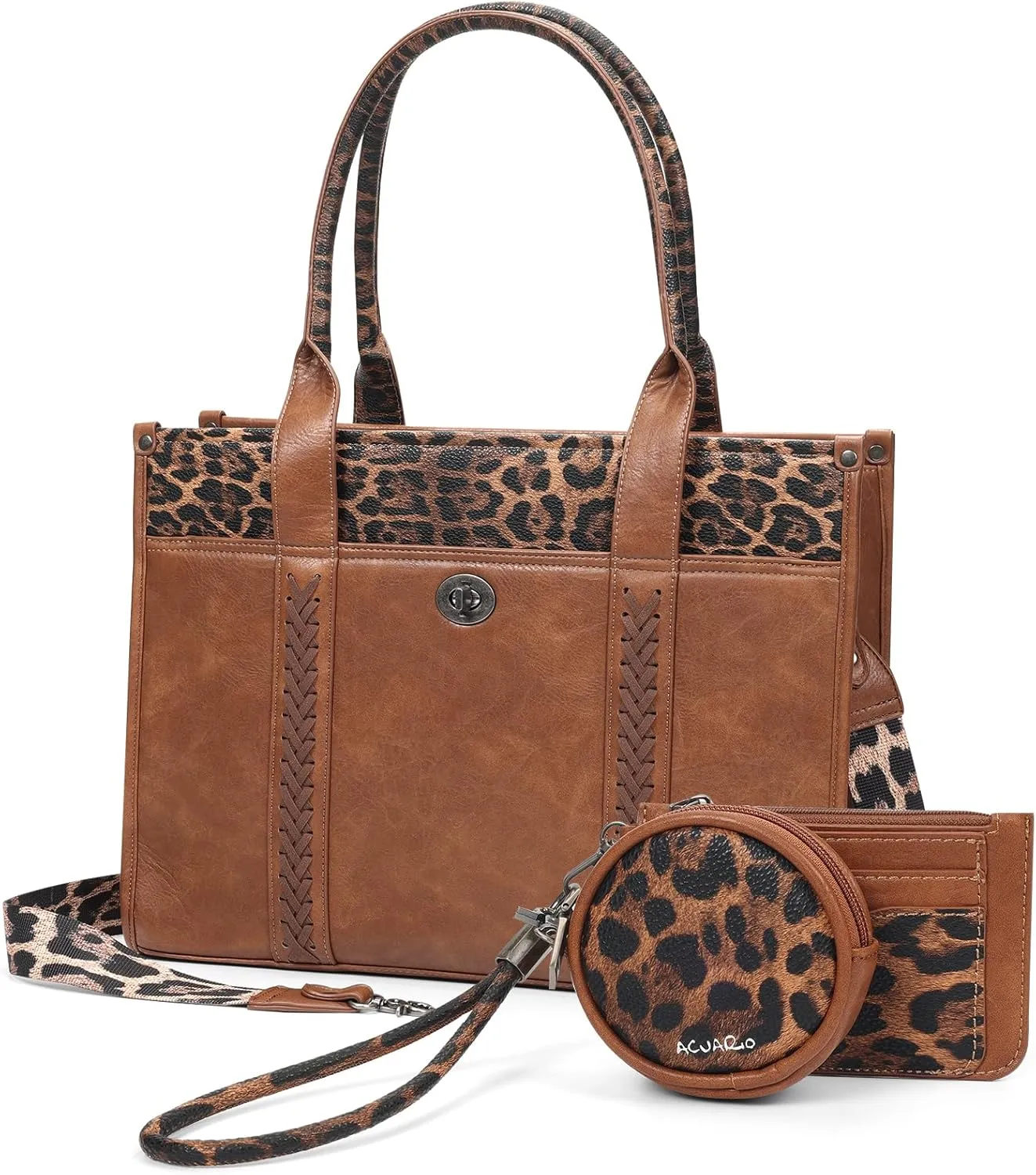 ACUARIO Tote Handbag Set, Tote Bag for Women,Western Cow Print Purse Desogmer,Top Handle Handbags