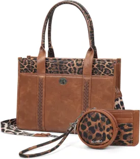 ACUARIO Tote Handbag Set, Tote Bag for Women,Western Cow Print Purse Desogmer,Top Handle Handbags