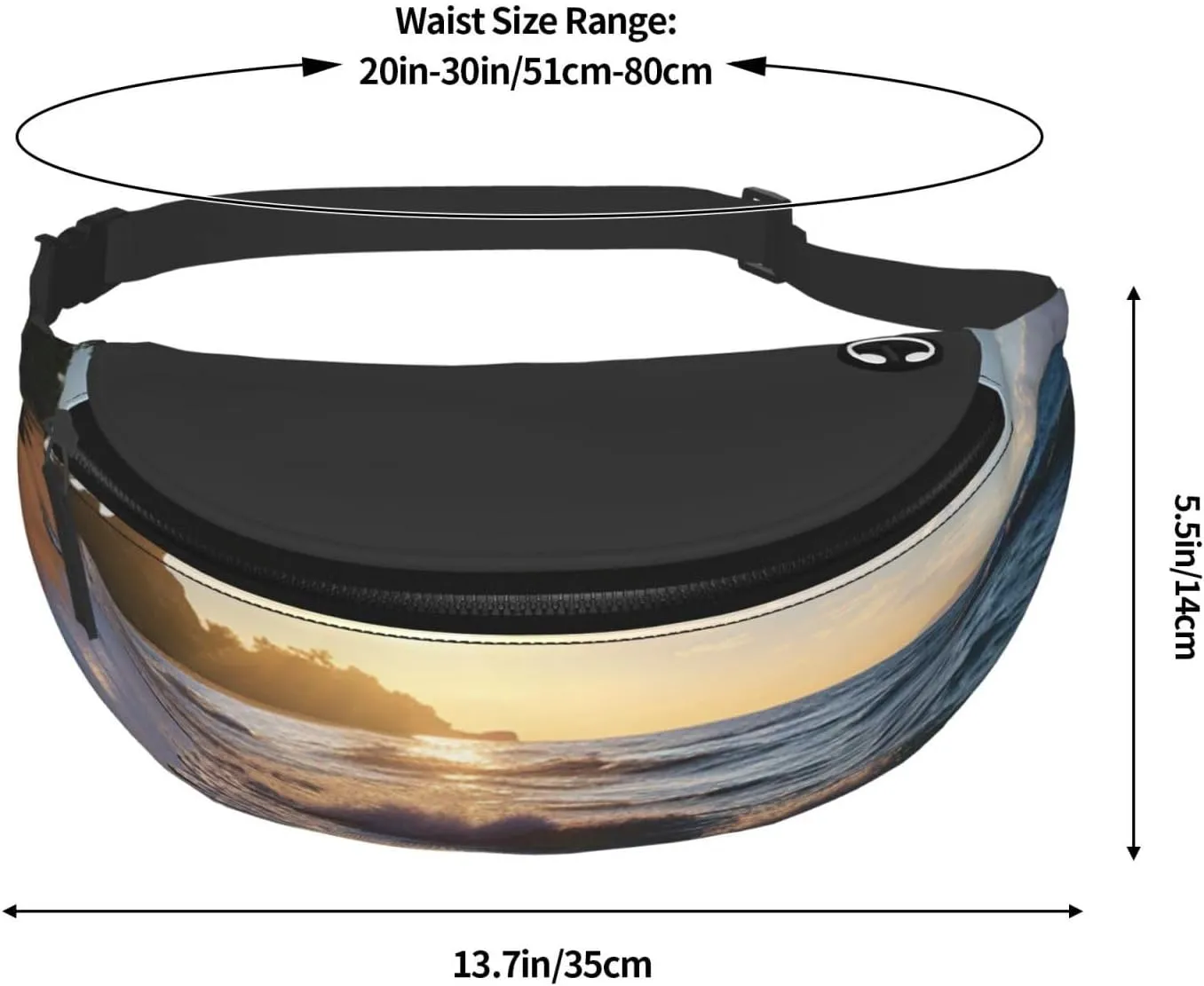 Beach View Fanny Pack for Women Men Fashion Waist Pack Adjustable Belt Bag for Workout Running Travelling Casual Waist Bag