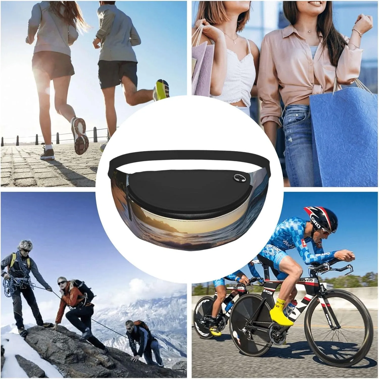Beach View Fanny Pack for Women Men Fashion Waist Pack Adjustable Belt Bag for Workout Running Travelling Casual Waist Bag
