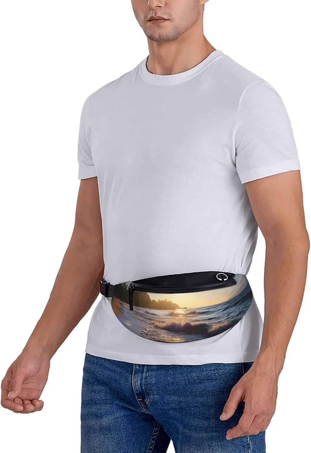 Beach View Fanny Pack for Women Men Fashion Waist Pack Adjustable Belt Bag for Workout Running Travelling Casual Waist Bag