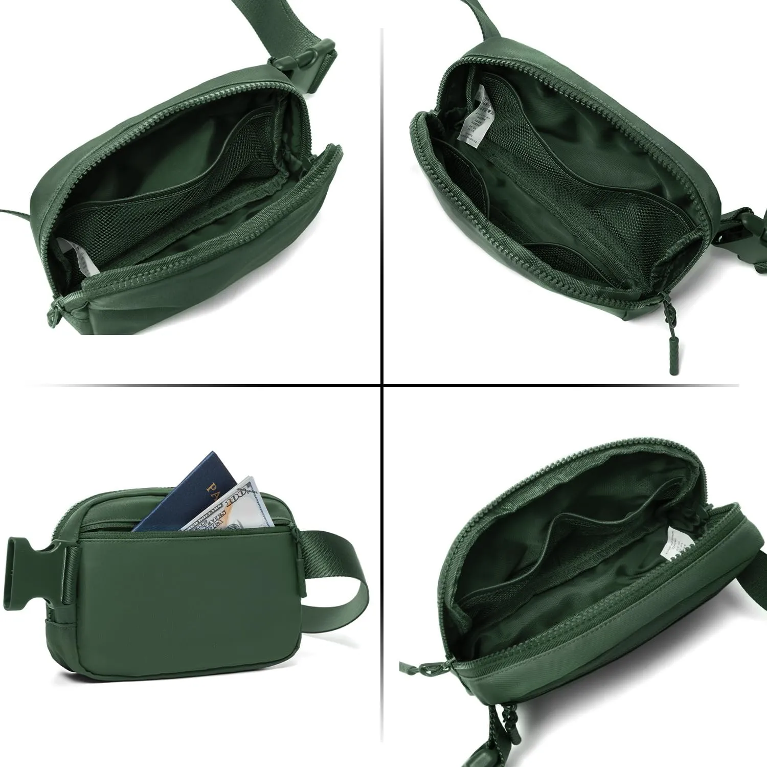 Belt Bag Fanny Pack Crossbody Bags for Women Two-Way Zip Closure Fashion Waist Packs with Adjustable Strap Teen Girl Gifts Trendy Stuff Gifts for Women Teenage Girls (Green)