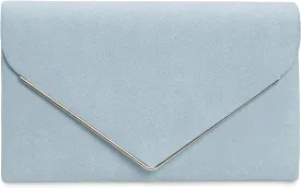CHARMING TAILOR Faux Suede Clutch Bag Elegant Metal Binding Evening Purse for Wedding/Prom/Black-Tie Events