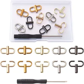Cheriswelry 10pcs Adjustable Iron Buckles & 1pcs Iron Screwdriver 5 Colors Chain Strap Oval Length Chain Links Tiny Clip for Shorten Shoulder Crossbody Bags Making DIY Accessories Replacement Use