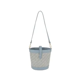 Classic diagonal pattern crossbody bucket bag