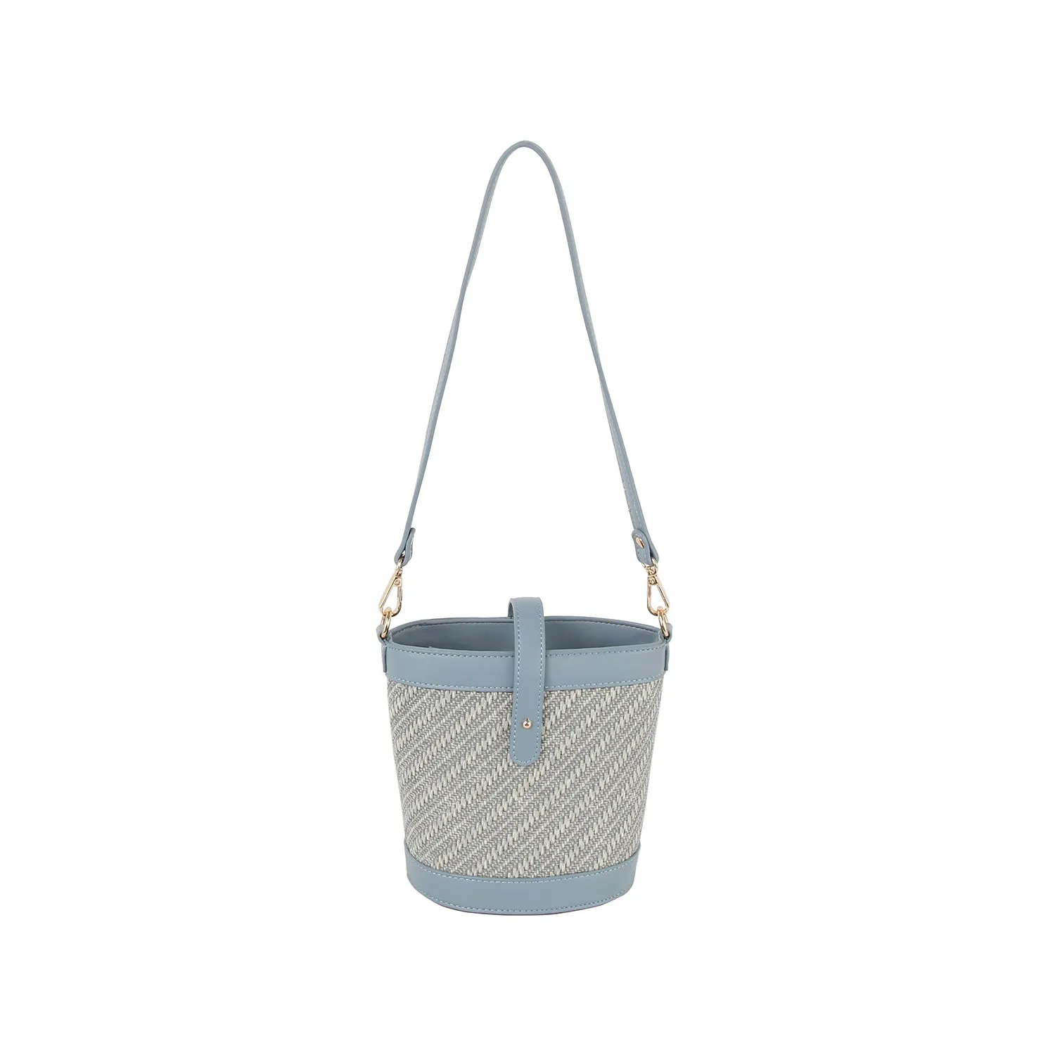Classic diagonal pattern crossbody bucket bag