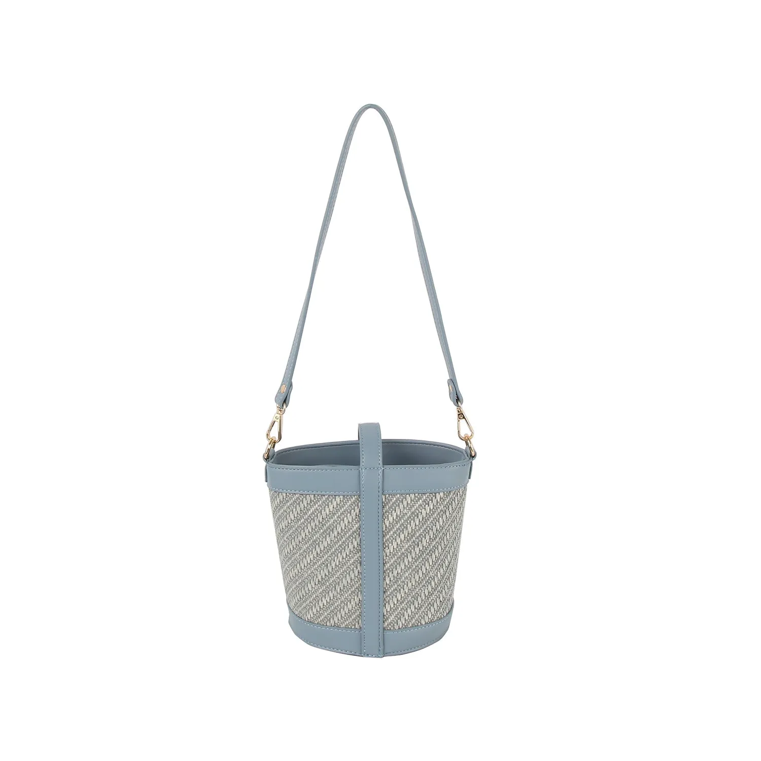Classic diagonal pattern crossbody bucket bag