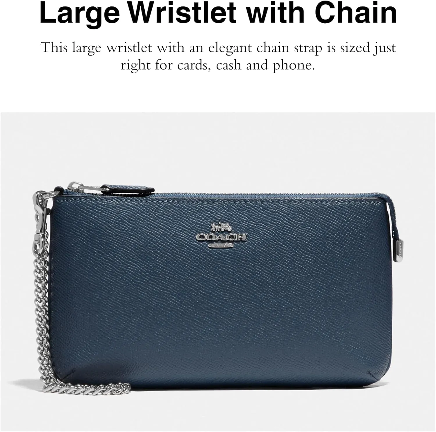 Coach Women's Crossgrain Leather Wristlet W Chain