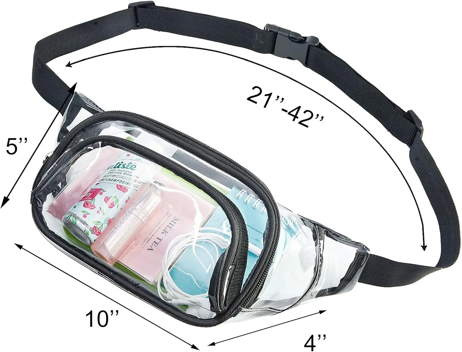 COVAX Clear Fanny Pack, Stadium Approved Clear Waist Bag, Fashion Clear Belt Bag for Stadium, Concerts, Festivals, Sporting Events