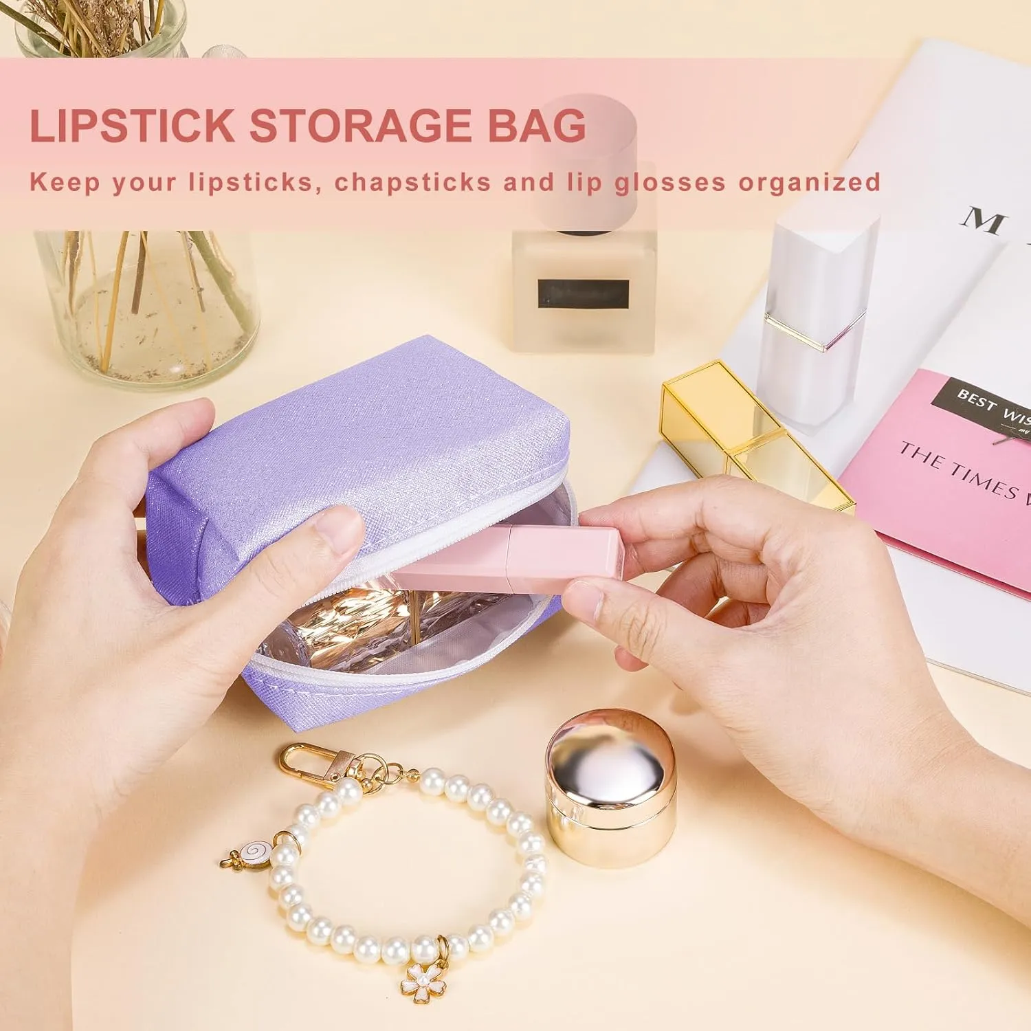 Desing Wish Shining Mini Makeup Bag for Purse Portable Lipstick Pouch Soft PU Leather Small Cosmetic Bag for Travel Cute Lipstick Bag for Chapsticks/Makeup/Keys/Earphones (Glitter Black)