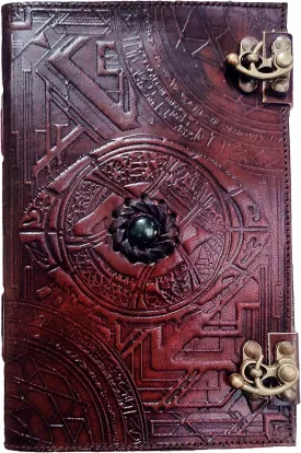 DOCTOR STRANGE Eye of Agamotto embossed Handmade Stone Leather Journal Art Sketchbook Travel diary with Vintage lock Latch