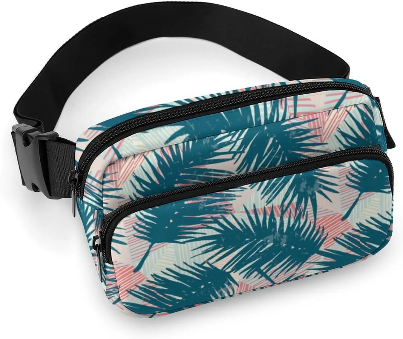 Exotic Palm Leaves Fanny Pack Belt Bag with Adjustable Strap Waist Packs Small Pouch Crossbody Bags for Hiking Running Cycling Traveling