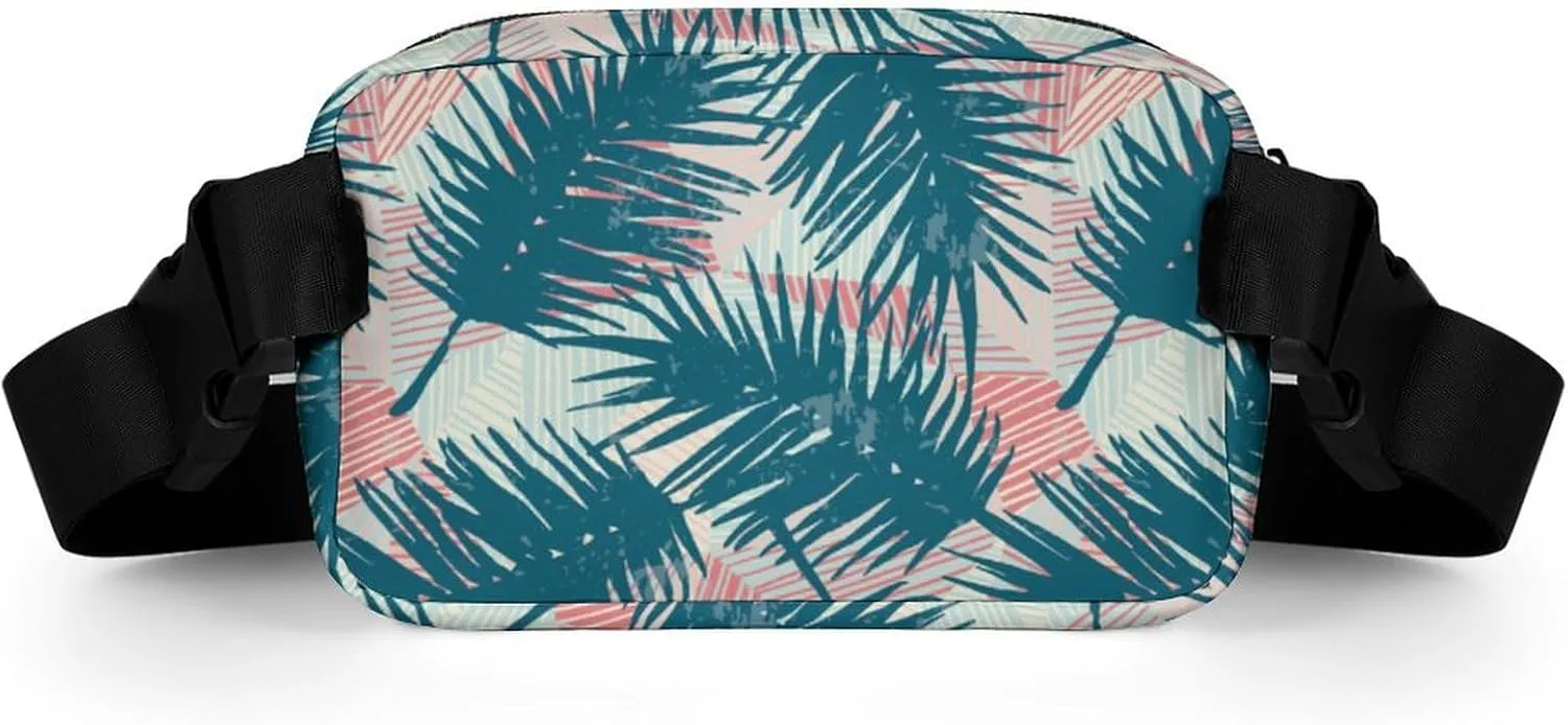 Exotic Palm Leaves Fanny Pack Belt Bag with Adjustable Strap Waist Packs Small Pouch Crossbody Bags for Hiking Running Cycling Traveling