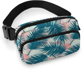 Exotic Palm Leaves Fanny Pack Belt Bag with Adjustable Strap Waist Packs Small Pouch Crossbody Bags for Hiking Running Cycling Traveling