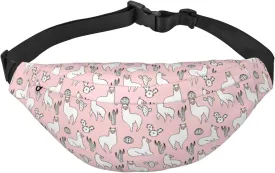 Fanny Pack for Women Men,Cute Llamas And Cactuses Large Crossbody Waist Pack Belt Bag for Workout Hiking Running Travel, Onesize