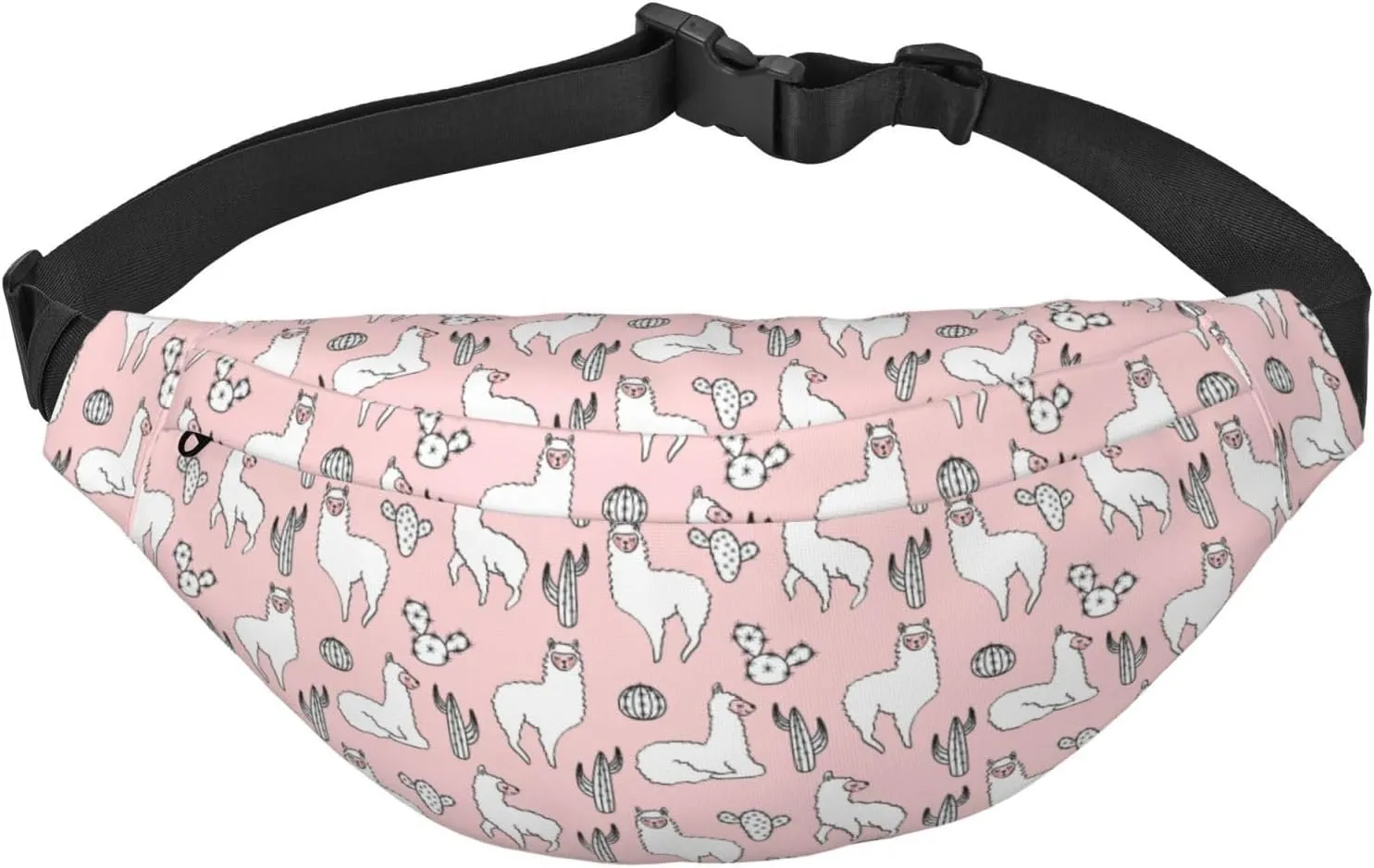 Fanny Pack for Women Men,Cute Llamas And Cactuses Large Crossbody Waist Pack Belt Bag for Workout Hiking Running Travel, Onesize