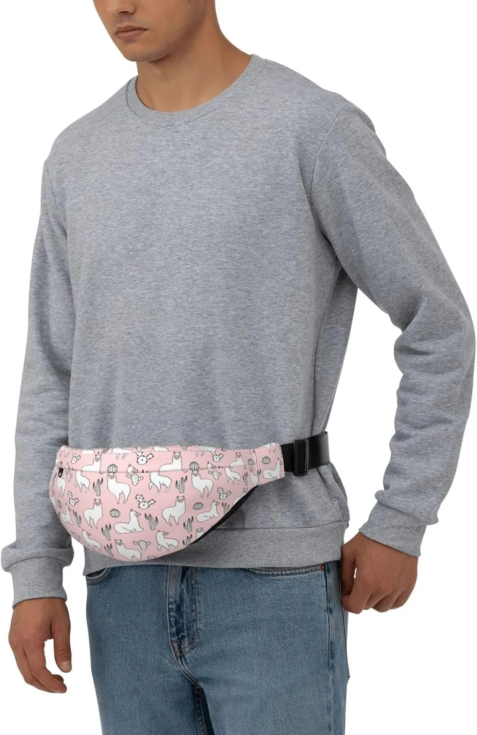 Fanny Pack for Women Men,Cute Llamas And Cactuses Large Crossbody Waist Pack Belt Bag for Workout Hiking Running Travel, Onesize