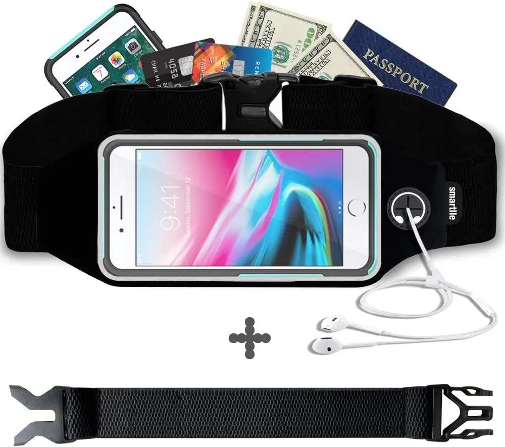 Fanny pack, Running Belt, Waist Bag Women & Men for iPhone 13 12 11 Pro Max/XR/XS Max/X/XS/8 7 6 6S Plus, for Samsung Galaxy S/Note, All Mobiles up to 6.7'',Gym Workout Fitness Gear-Black