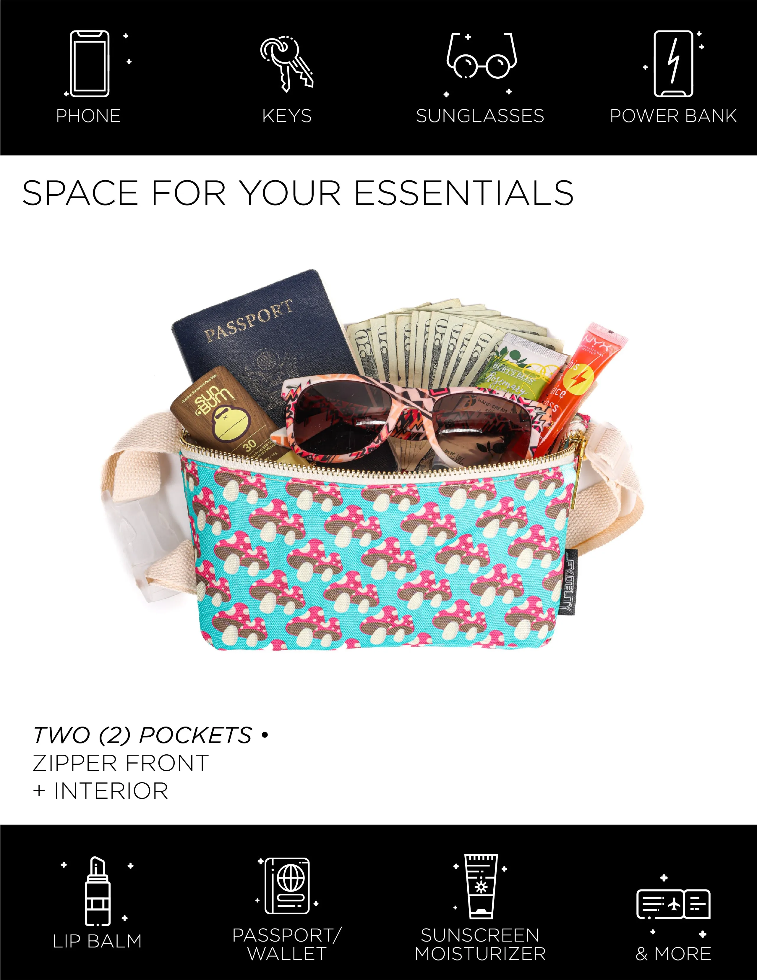 Fanny Pack | Slim | Recycled RPET | MushrooTwins
