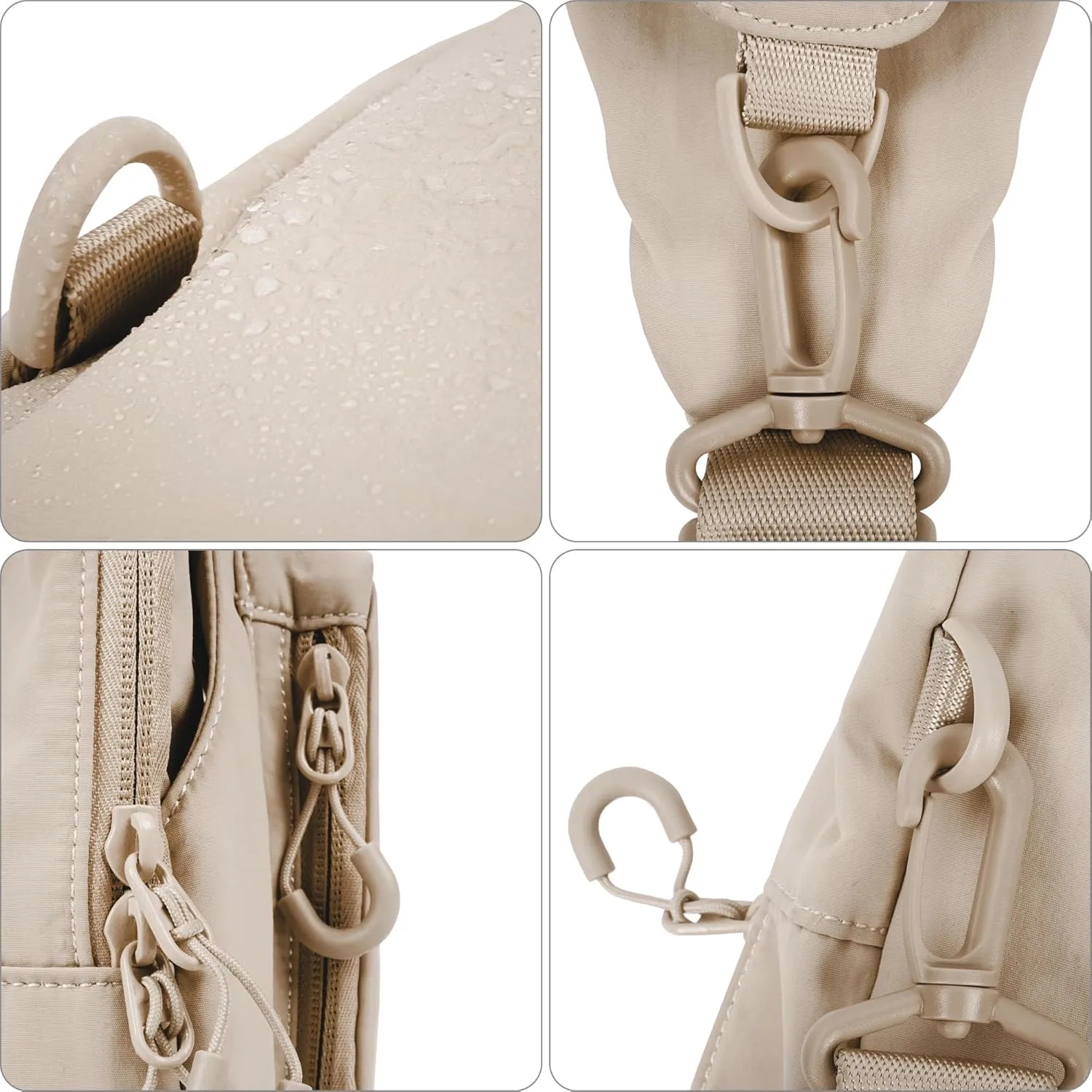 FREE ROCK Small Crossbody Bag Mini Nylon Sling Bag Cross Body Bag Chest Bag For Outdoors Hiking Traveling For Women Men (Beige)