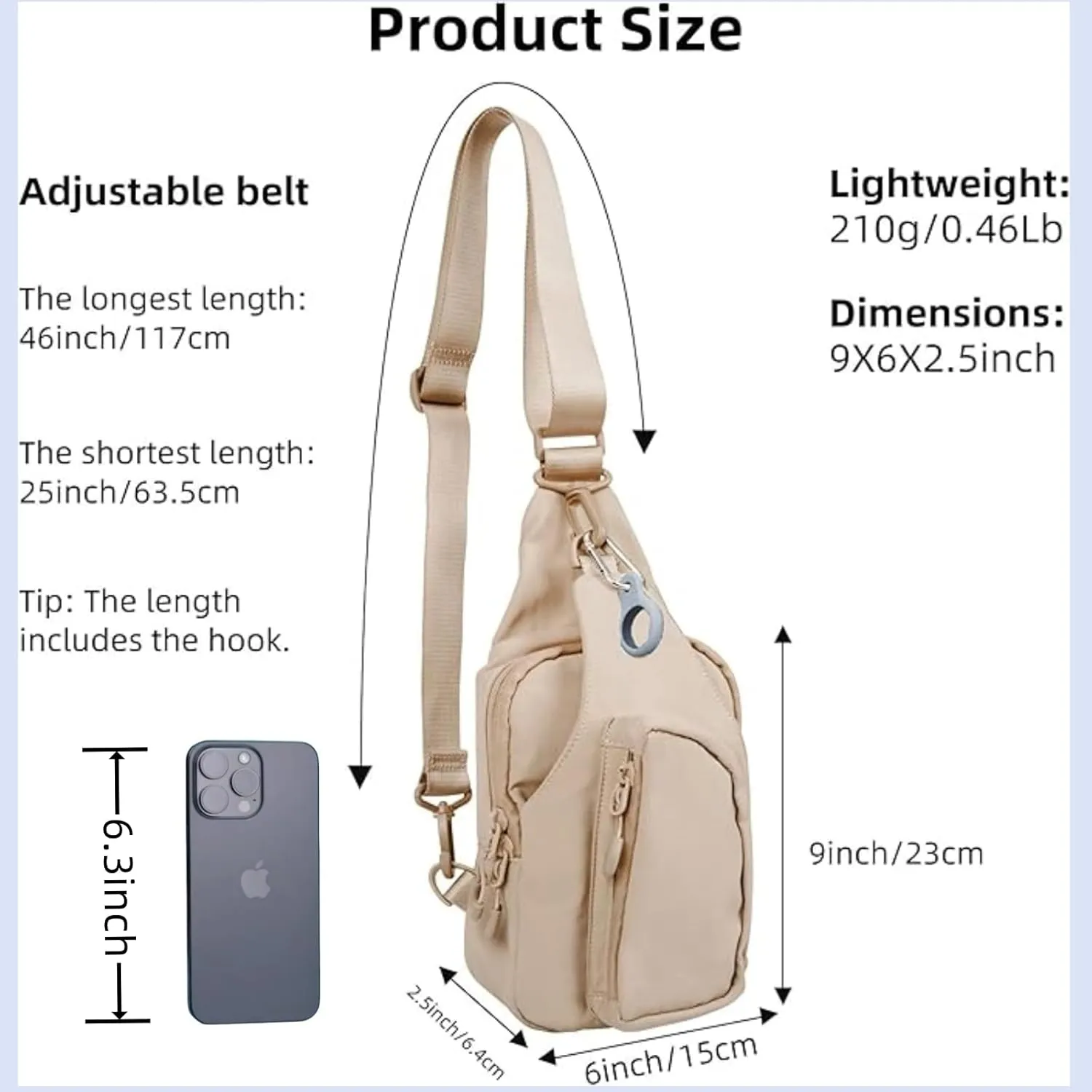 FREE ROCK Small Crossbody Bag Mini Nylon Sling Bag Cross Body Bag Chest Bag For Outdoors Hiking Traveling For Women Men (Beige)