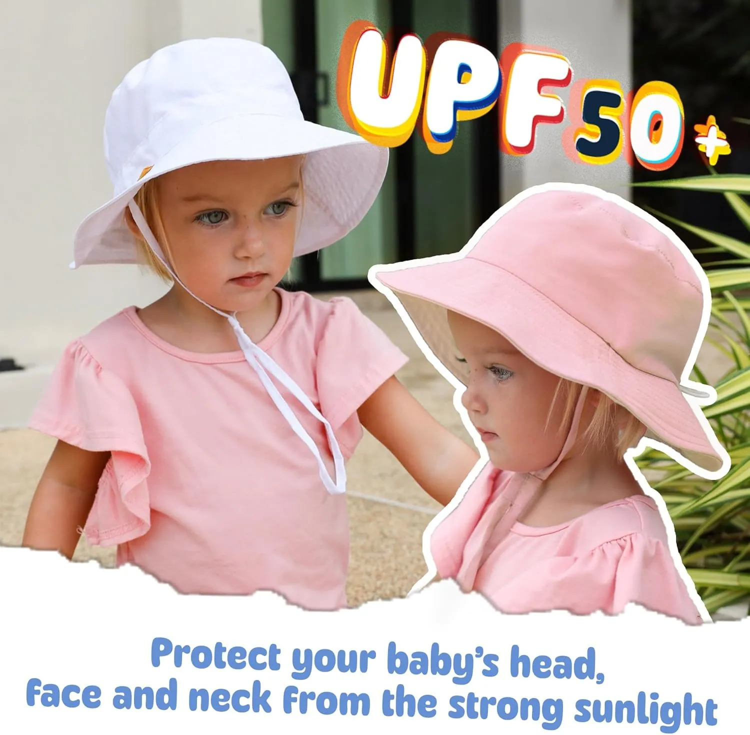 FURTALK Baby Sun Hat Toddler Boys Girls Bucket Hat for Kids 0-5 Years UPF 50  Sun Protective Child Summer Beach Hats