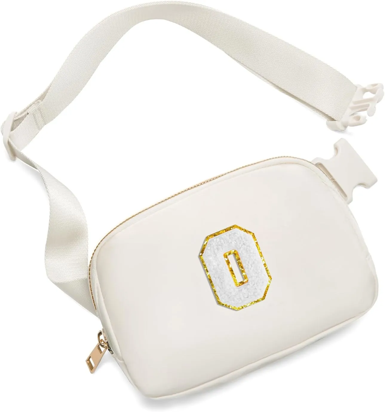 Gitus Birthday Gifts for 8 9 10 11 12 13 Year Old Girls Personalized Fanny Pack Crossbody Bags with Initial Letter Patch Belt Bag for Teen Girls Cute Trendy Stuff Travel Essentials (Ivory-O)