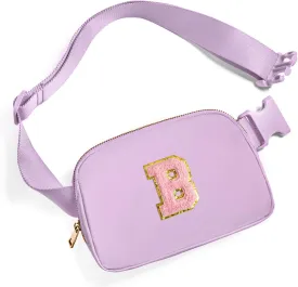 Gitus Initial Belt Bag Fanny Pack Crossbody Bag for Girls Birthday Gifts Age 8-10 Teen Girl Gifts Trend Stuff Personalized Letter Gifts for Daughter Sister (Lavender-B)