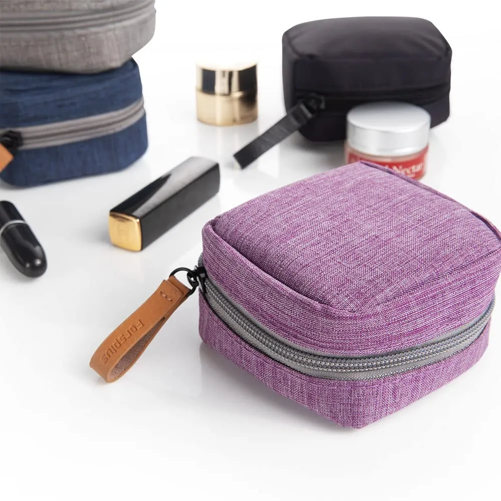 Hekyip Mini Cosmetic Bag, Travel Makeup Pouch, Portable Waterproof Cosmetic Pouch for Girls Women, Mini (Mini All Black)