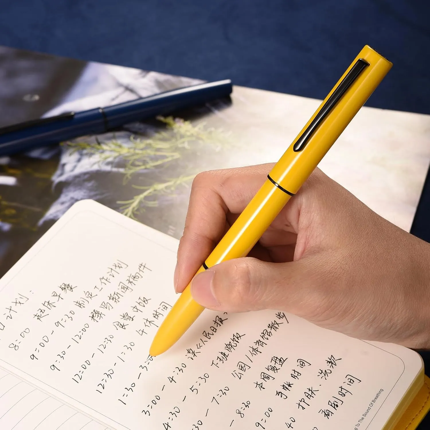 Hongdian C1 Fountain Pen Extra Fine Nib, Lemon Yellow & Classic Retro Design Metal Pen with Ink Converter