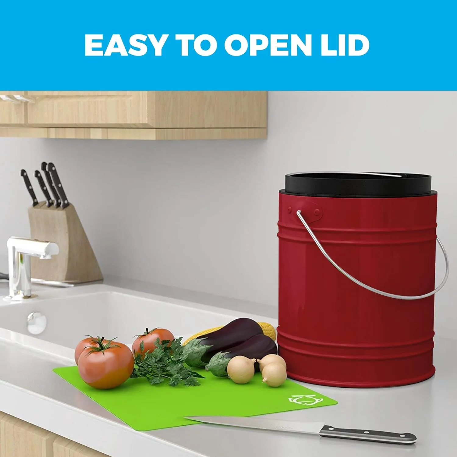 Kitchen Compost Bin with EZ-No Lock Lid