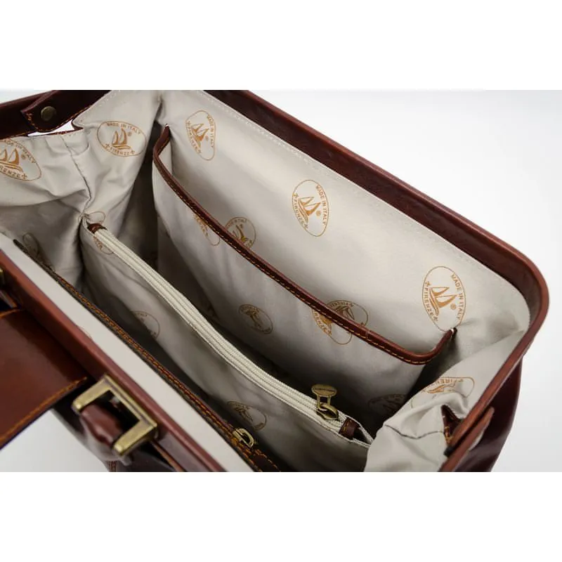 Large Full Grain Italian Leather Doctor Bag - Northern Lights