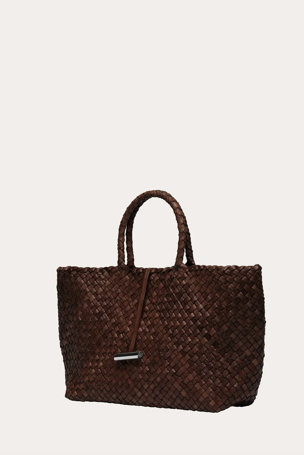 Large Leather Basket Dark Brown