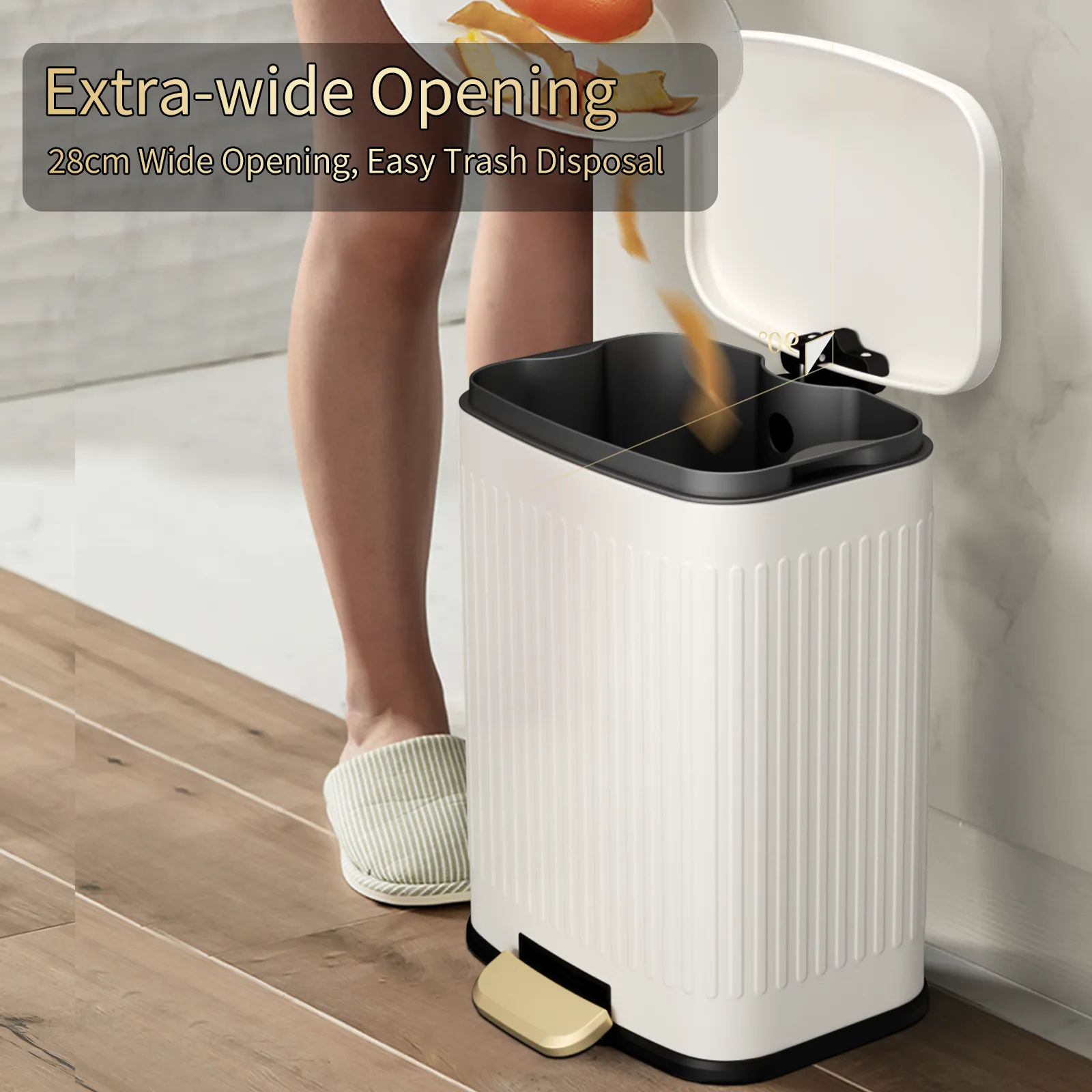 Metal Trash Can with Lid, 12L / 3.2gal Rectangle