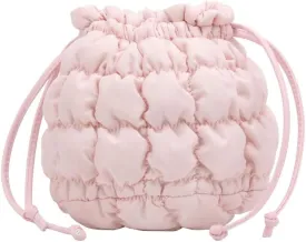 Mini Puffer Crossbody Bag for Women Quilted Drawstring Bucket Bag Puffy Purse Shoulder Nylon Hobo Handbag Lightweight