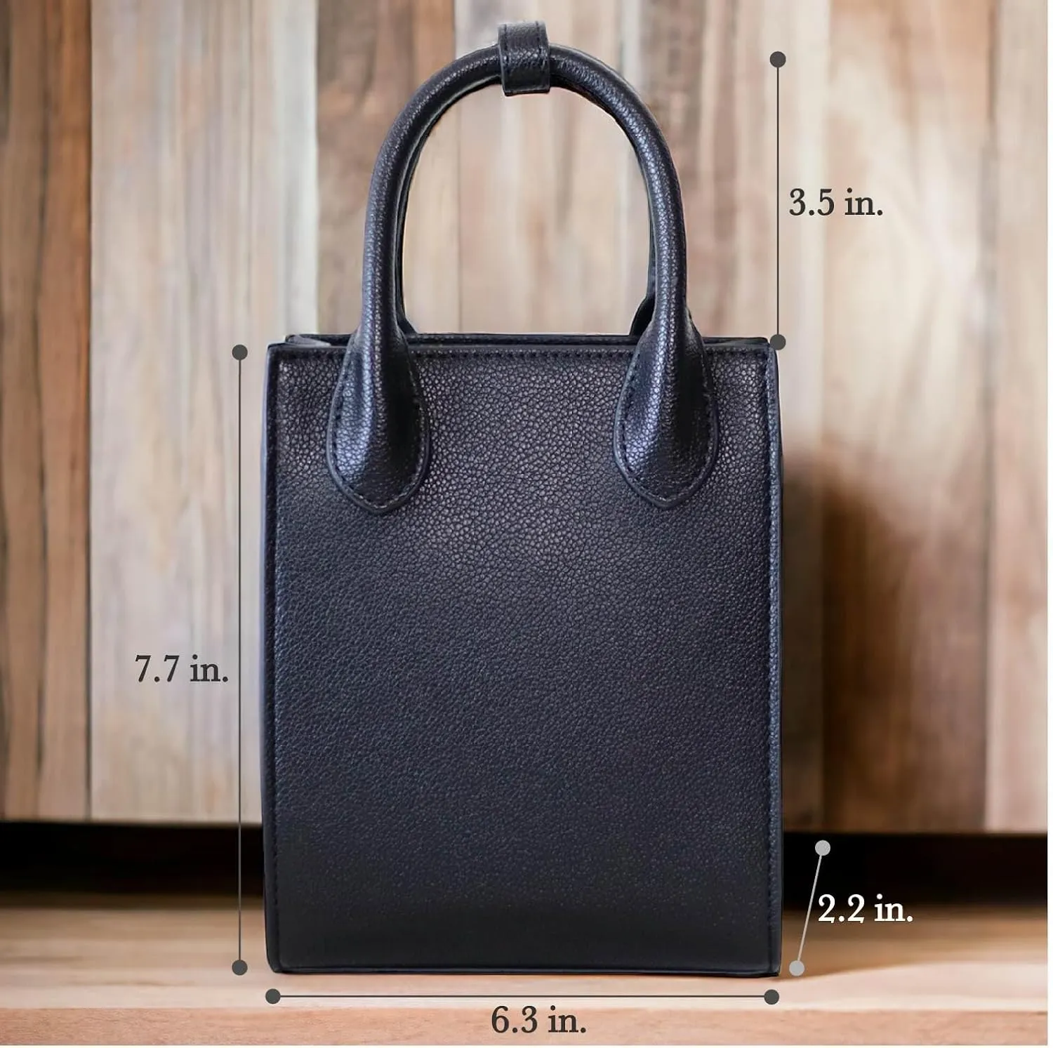 Mini Tote Crossbody Bag, Purse for Women and Girls with Adjustable Strap, Cardholder Pocket | Pebble Grain Vegan Leather