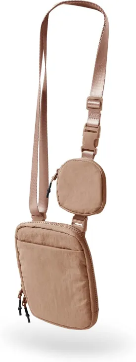 ODODOS Unisex Crossbody Bag with Removable Small Pouch Adjustable Belt Bag for Cell Phone Travel Workout Running Hiking