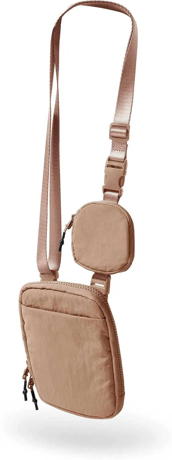 ODODOS Unisex Crossbody Bag with Removable Small Pouch Adjustable Belt Bag for Cell Phone Travel Workout Running Hiking