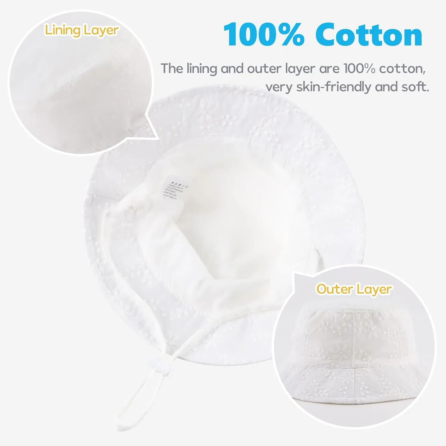 OMUKY Baby Sun Hat Cotton Beach Cap for Infant Toddler Boys and Girls Sun Protection Bucket Hat