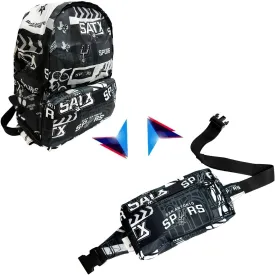 Pro Specialties Group San Antonio Spurs Transformable 2-in-1 Mini Backpack: Convertible, Stylish, water-resistant travel belt bag.