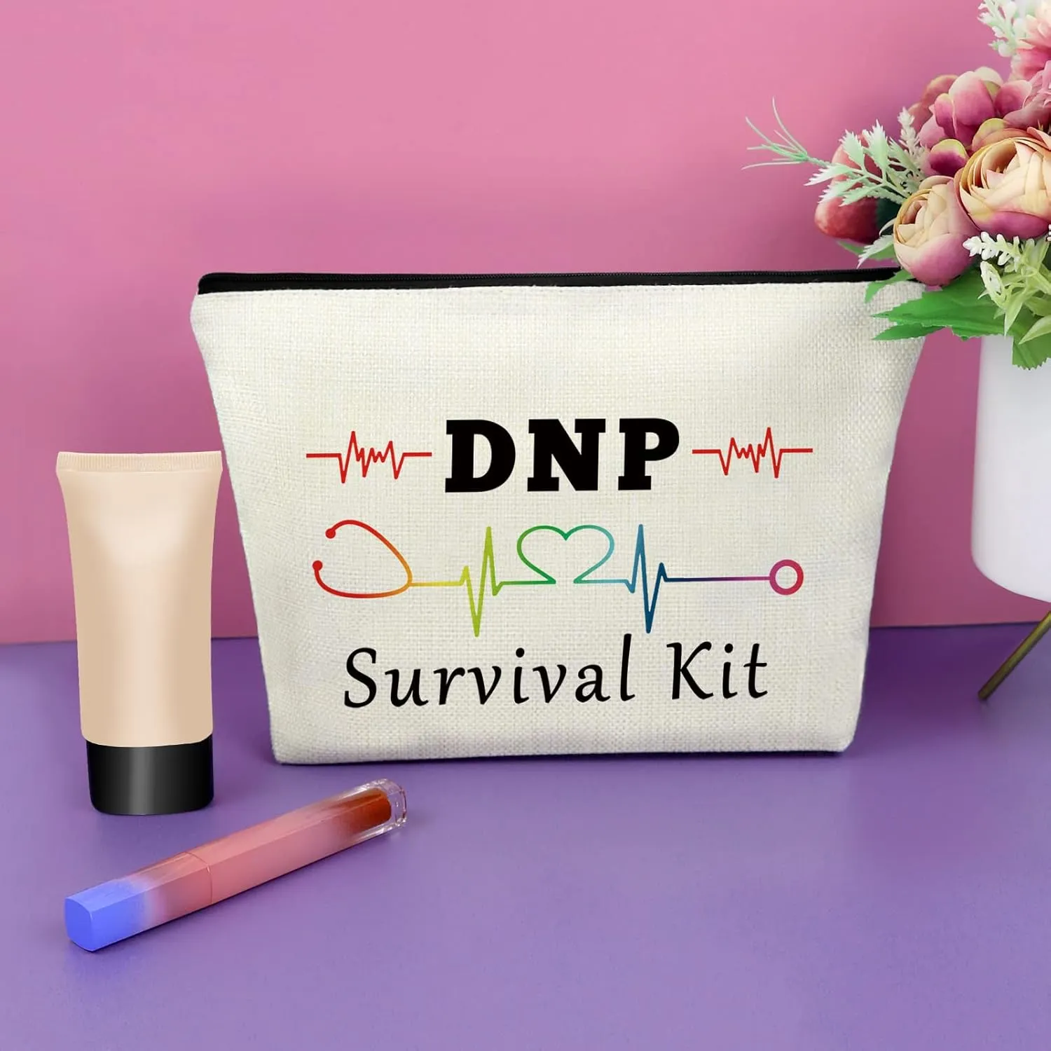 Sazuwu DNP Graduation Makeup Bag - Doctor of Nursing Practice Appreciation Gift, Cosmetic Bag for Women, Travel Pouch