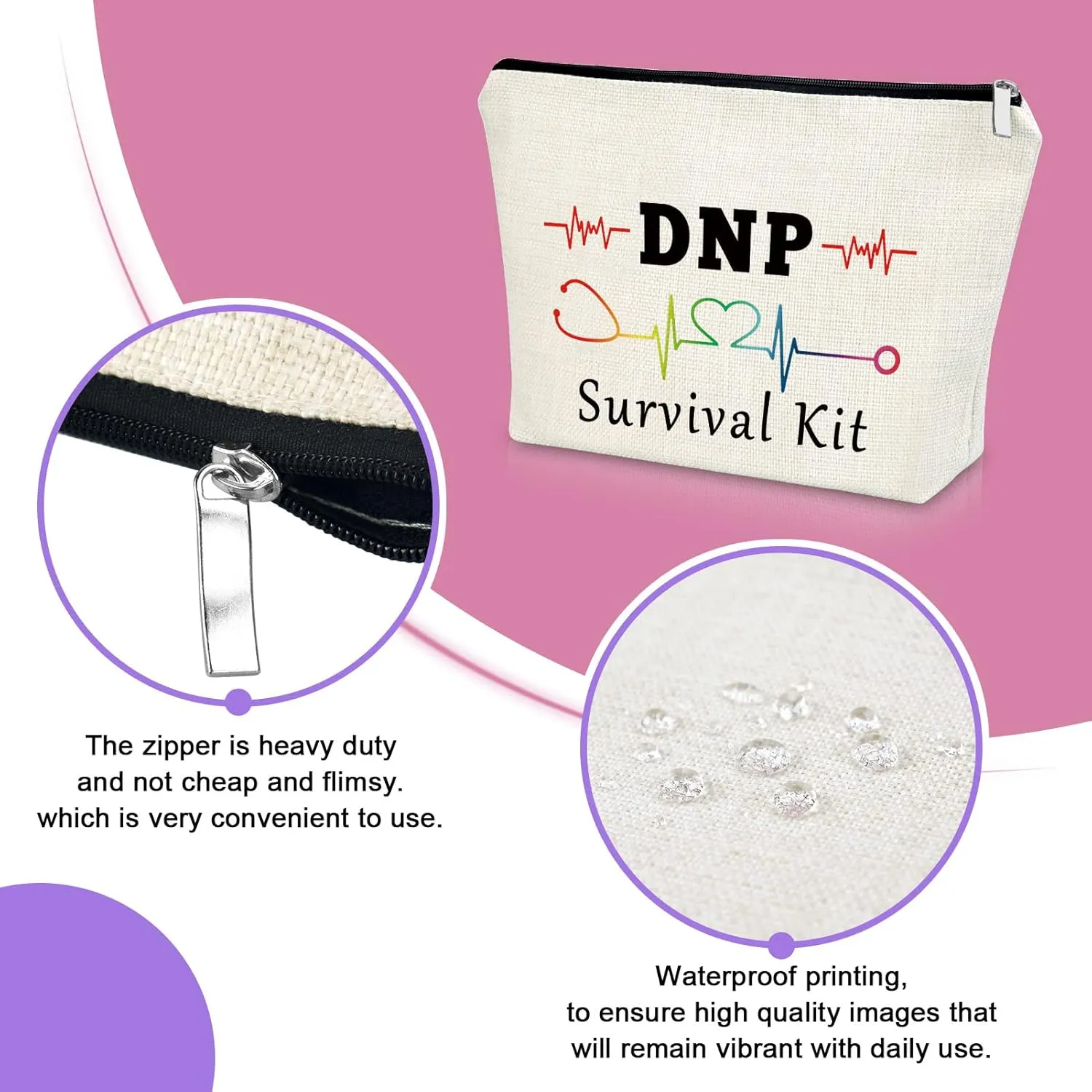 Sazuwu DNP Graduation Makeup Bag - Doctor of Nursing Practice Appreciation Gift, Cosmetic Bag for Women, Travel Pouch