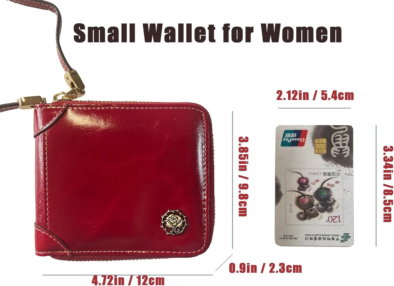 Small Womens Wallet, RFID Blocking Genuine Leather Purse Zip Around Credit Card Holder Purse Clutch Wallet with Wristlet