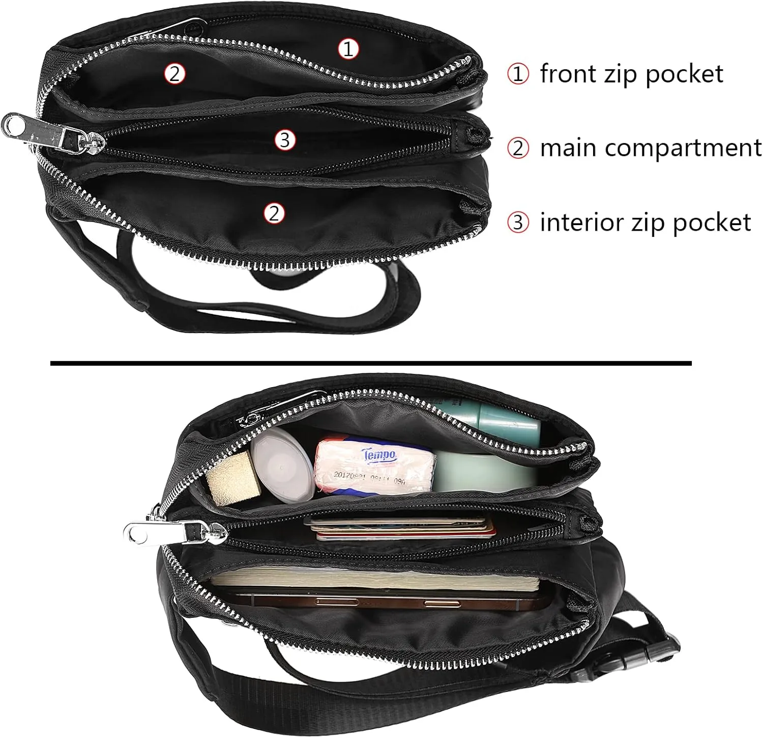 Uromee Fanny Packs for Women Crossbody Belt Bag Nylon Fashion Waist Bag Everywhere Travel Hiking Adjustable Strap
