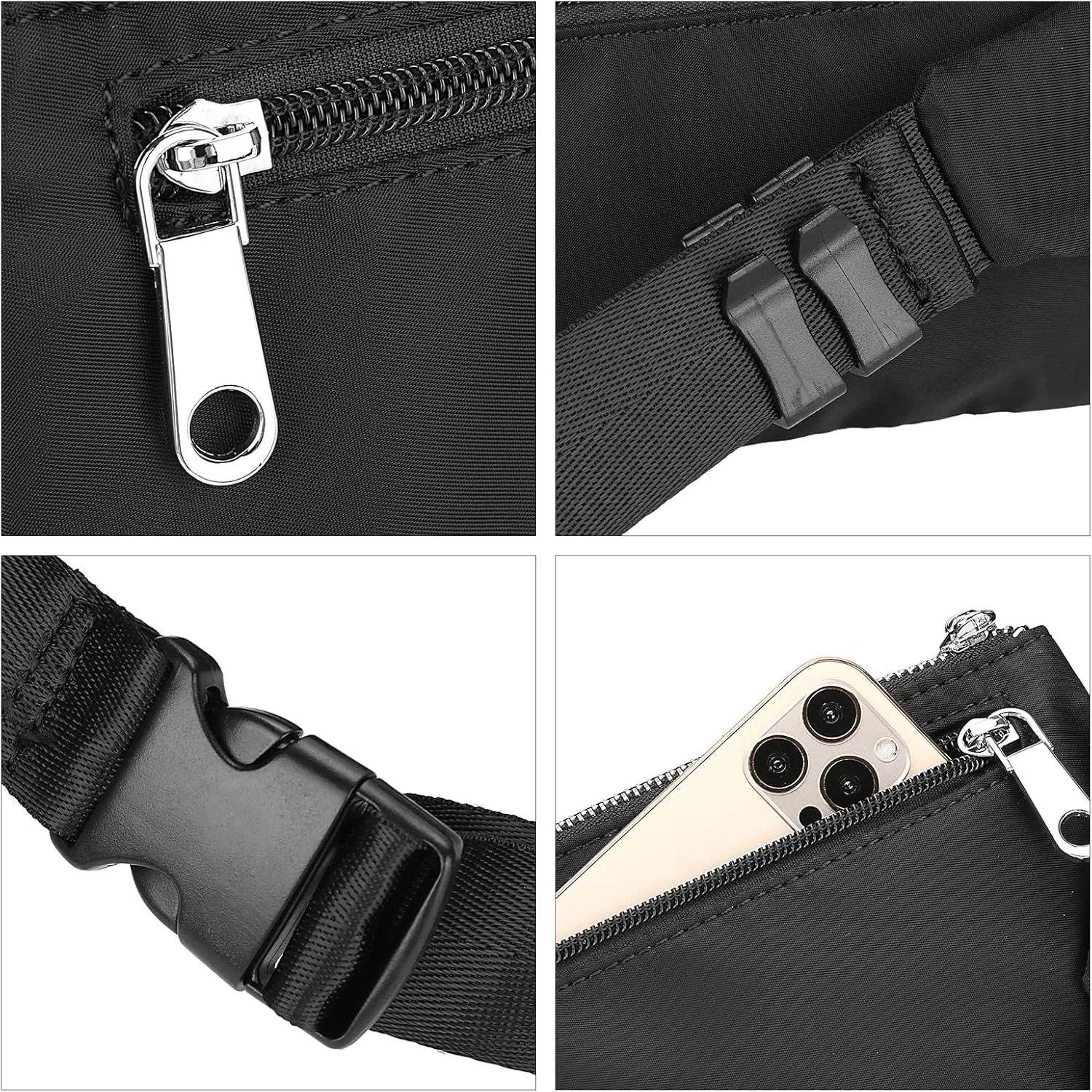 Uromee Fanny Packs for Women Crossbody Belt Bag Nylon Fashion Waist Bag Everywhere Travel Hiking Adjustable Strap