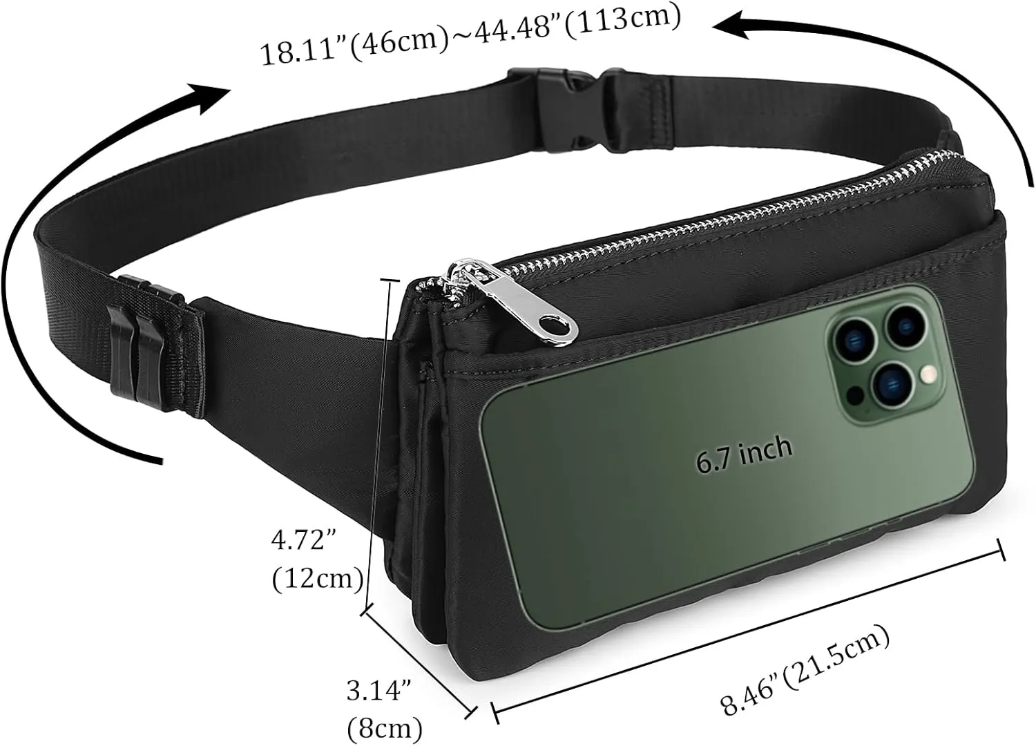 Uromee Fanny Packs for Women Crossbody Belt Bag Nylon Fashion Waist Bag Everywhere Travel Hiking Adjustable Strap