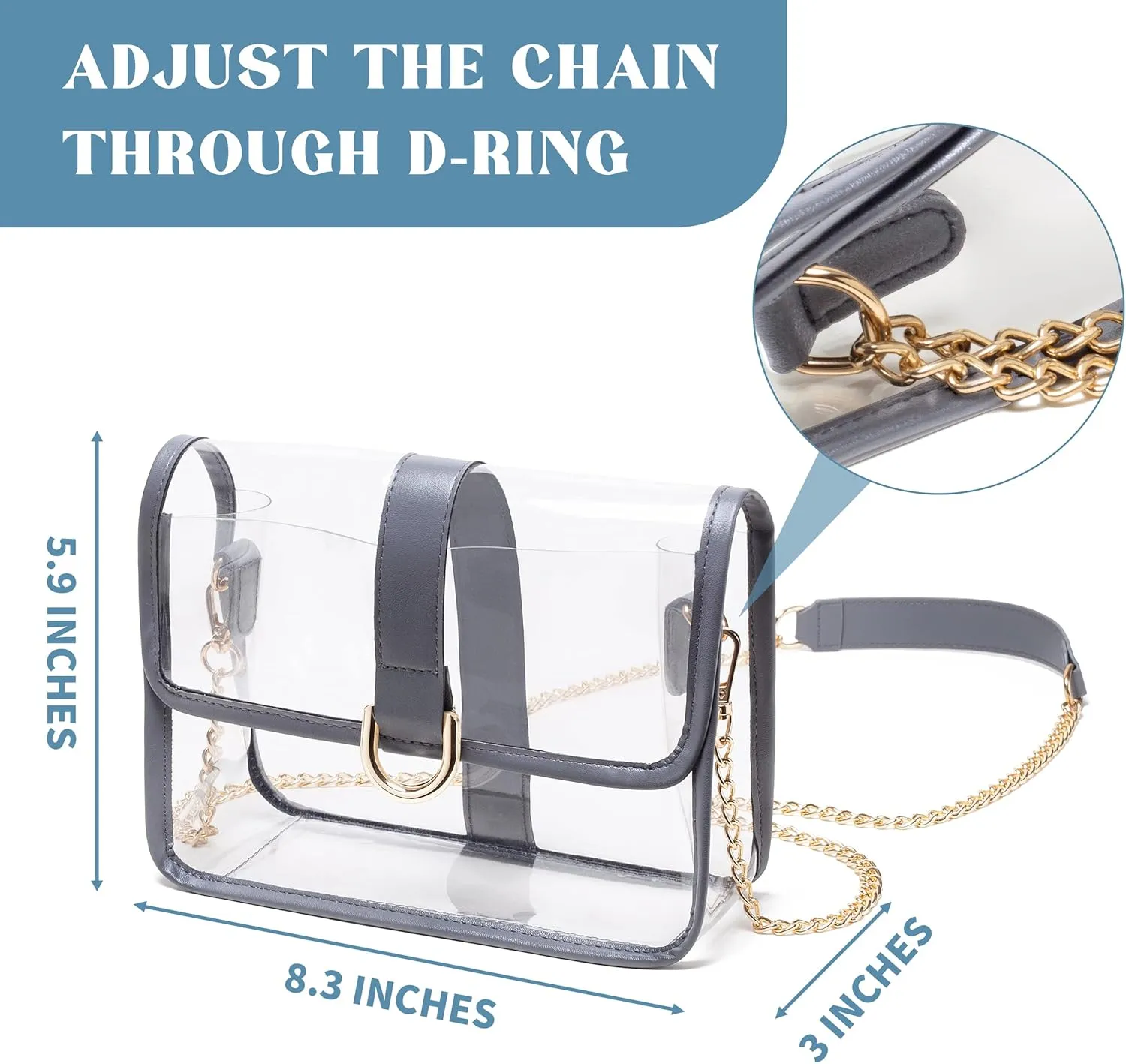 Vorspack Clear Purse - Stadium Approved Clear Crossbody Bag for Women, Concert, Sport